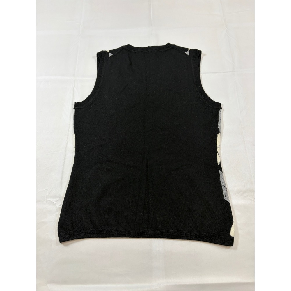 Brooks Brothers 346 M Black Argyle 100% Merino Wool Sleeveless Sweater Vest - Picture 3 of 7
